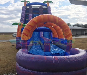 25ft Purple Paradise Double Lane Trẻ Em Trượt Nước Jumpers Hồ Bơi Bơm Hơi Với Slide Nước - Product Image 2