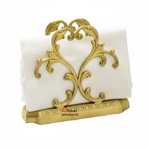 Servilletero de diseño de aluminio y metal con acabado dorado de aspecto real para restaurante y bar de hotel - Product Image 1