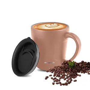 Hot& Cold Coffee Drinking Insulated Vacuum Insulated Plastic Handle 12oz coffee cup for office