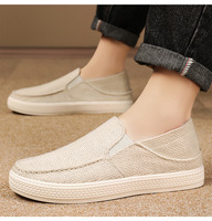 Chaussures à enfiler en toile pour hommes, chaussures décontractées respirantes à semelle souple