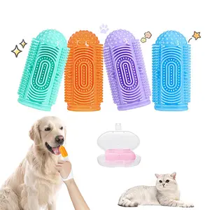 360 Eco Friendly Pet Cat Dog Teeth Cleaning Tools Brush Reusable Silicone Dog Finger Toothbrush for Small Large Breed Dog