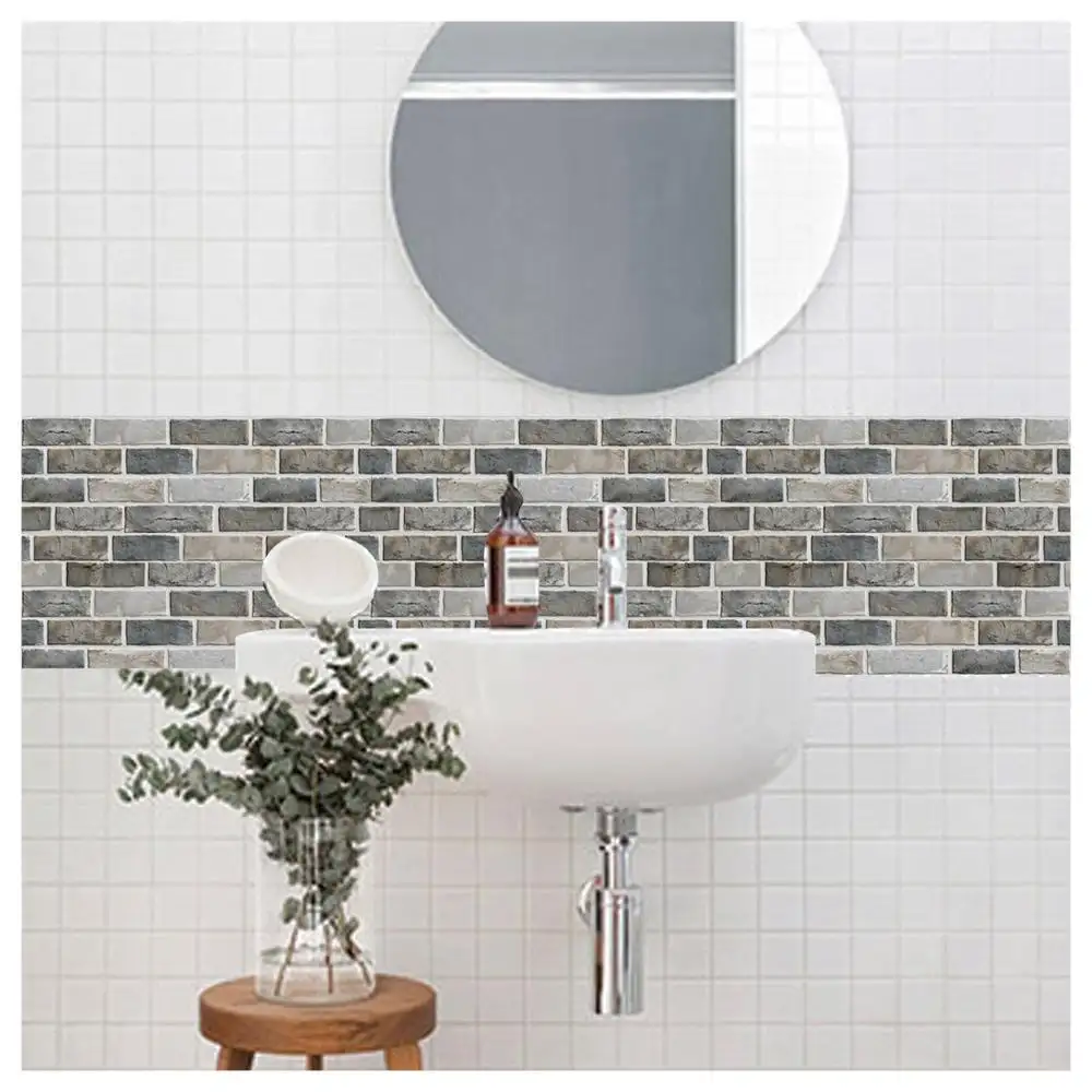 Pegatinas de pared de azulejos para baño y cocina, adhesivos impermeables de espuma, 3 uds.