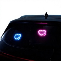 Décoration de voiture en forme de cœur, streamer LED clignotant pour pare-brise, lumière néon clignotante, lumière d'ambiance décorative pour la lunette arrière de la voiture