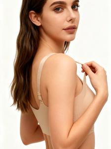 Soutien-gorge sans couture confortable et sans armatures pour femme, avec logo personnalisé, en maille fine, à couvrance totale, pour usage quotidien, avec maintien doux, grandes tailles, vente en gros - Product Image 3