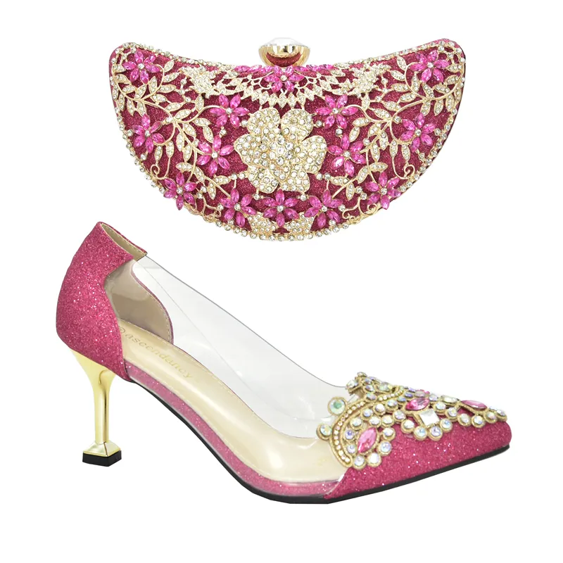 가방 및 신발 세트 여성 디자이너 신발 및 가방 매칭 세트 여성 고품질 928-6 핑크 색상