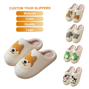 ODM/OEM Pantoufles d'hiver personnalisées en fourrure confortable avec semelle TPR, motif animal Corgi, <span class=keywords><strong>pour</strong></span> femmes et hommes - Product Image 1