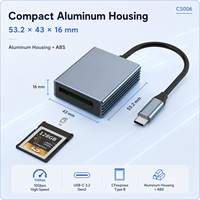 Lector de Tarjetas USB 3.2 Gen2 CFe Tipo-C de 10 Gbps, Lector de Aluminio de Alta Velocidad para NVMe-SSD, CFexpress y XQD, para Cámaras y Portátiles