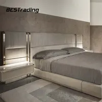 Muebles de dormitorio modernos, cabecero grande, cama doble de lujo italiana, tamaño king