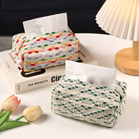 Boîte à mouchoirs créative tissée pour la maison, porte-serviettes avec fermeture à languette, motif géométrique moderne, imperméable pour le salon