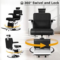 Nouveau fauteuil de barbier inclinable robuste avec rotation à 360 degrés et repose-pieds réglable pour les stylistes de salon et les salons de coiffure