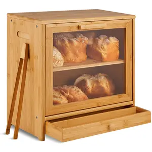 대나무 빵 상자 서랍 유형 대나무 빵 상자 조절 높이 빵 상자 CNLF