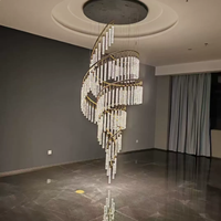 Lustre en cristal moderne en spirale, grande lampe suspendue LED de luxe pour hall de villa, plafonnier pour plafond haut