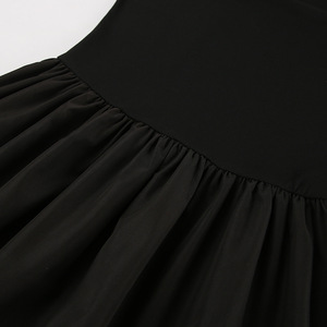 Robe longue en maille noire style Hepburn vintage en polyester pour femme, nouvelle robe de soirée cintrée à la taille coupe trapèze européenne et américaine - Product Image 6