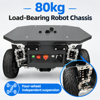 Sasis Robot Tugas Berat 80kg Segala Medan 4WD 4WS Suspensi Independen Zero Turn untuk Patroli Transportasi Luar Ruangan