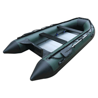 Bateau en caoutchouc à coque rigide, bateau gonflable de sauvetage de couleur noire avec plancher en aluminium