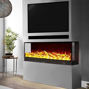 <span class=keywords><strong>Cheminée</strong></span> électrique moderne 1500W Insert 50 pouces verre miroir 3 faces flamme LED réaliste WIFI <span class=keywords><strong>fausse</strong></span> combustion fonctionne en français - Product Image 1