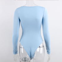 Body Sculptant Femme Manches Longues à Col Carré Nouveau Modèle 2025 Léger Extensible Couleur Unie pour l'Été