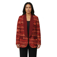 Ensemble de costume pour femmes à col rabattu et manches longues, style tribal polynésien surdimensionné, avec logo personnalisé, style tribal samoan, blazer pour femmes très vendu