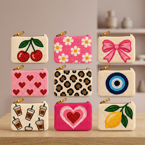 Colección de Monederos de Cuentas Coloridos, Bolsas con Cremallera de Cuentas de Semillas, con diseños de Cereza, Margarita, Lazo, Corazón, Nazar, Café, Limón, Hechos a Mano, Venta al por Mayor, Regalo - Product Image 1
