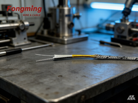Câble thermocouple pour équipement électrique industriel KX-GTG-P, conducteurs Ni-Cr/Ni-Si, blindage en acier inoxydable, gaine en fibre de verre
