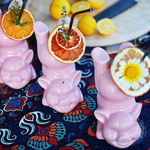 Vasos <span class=keywords><strong>de</strong></span> cóctel hechos a mano 3d personalizados, barra <span class=keywords><strong>de</strong></span> cerámica decorada con taza Tiki <span class=keywords><strong>de</strong></span> cerdo rosa - Product Image 4