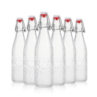 Vente en gros Bouteille en verre à couvercle oscillant 500 ml 1000ml Bouteilles d'eau pour boisson, bière et vin avec couvercle rabattable