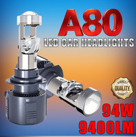 Bombilla LED para faros de coche A80 3570CSP 94W 6000K con mini lente, 9005 9012 H4 H7 H11 Canbus, luz baja y alta para coches y motocicletas, venta al por mayor