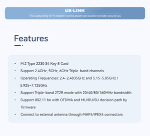 BL-LINK BL-M7925BP1 mt7925ben wifi7 bt5.3 M.2 NGFF <span class=keywords><strong>adapter</strong></span> không dây 5400Mbps Tri-Band 2.4GHz/5GHz/6GHz <span class=keywords><strong>USB</strong></span> giao diện <span class=keywords><strong>5km</strong></span> phạm vi - Product Image 3