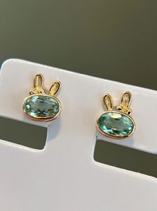 Xinfly Au750 Joyería Fina Diaria Clásica, Pendientes de Oro Puro de 18k con Turmalina Verde Menta en Forma de Conejo con Lazo, Lindos Pendientes de Animales - Product Image 5