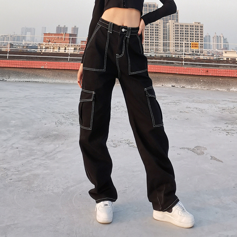 Black with white thread