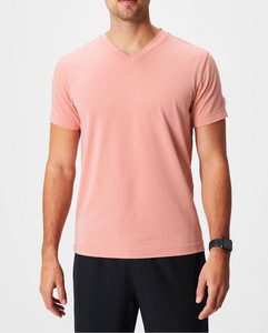 T-shirt pour homme personnalisé, uni, coupe ajustée, impression sérigraphique, uni, été, 95% coton, 5% élasthanne, 210 GSM, col en V - Product Image 4