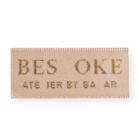 Étiquette en ruban de satin avec estampage à chaud doré de luxe, logo personnalisé imprimé, à coudre sur le col pour vêtements, robes, lingerie, accessoires vestimentaires