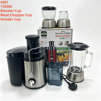Blender Juicer Sayuran Multifungsi 4-in-1 Mulut Lebar, Penggiling Daging, Pengolah Makanan, dan Pembuat Jus Buah Segar Komersial