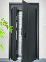 Porte de sécurité moderne en aluminium anti-balles, anti-effraction, à pousser et à tirer, pour l'entrée extérieure des hôpitaux, villas et hôtels