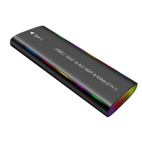 SHUOLE casing SSD M.2, dengan lampu RGB, protokol Ganda SATA / NGFF & NVME PCIE kecepatan 10Gbps tipe C M.2 SSD