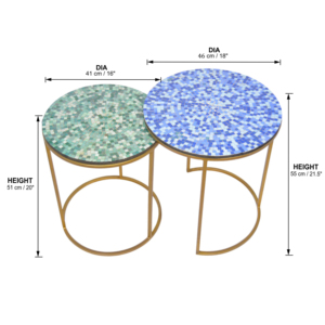 Metal Frame With Mosaic Wooden Top Nesting Side <b>Tables</b> Set of 2 Light Weight and <b>Low</b> Price Wedding Centerpiece Side <b>Table</b> - Product Image 6