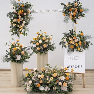 Guirlande florale artificielle en soie champagne et orange pour mariage, <span class=keywords><strong>bouquet</strong></span> <span class=keywords><strong>de</strong></span> sol, décoration d'arche, panneau <span class=keywords><strong>de</strong></span> <span class=keywords><strong>bienvenue</strong></span>, décoration <span class=keywords><strong>de</strong></span> cérémonie <span class=keywords><strong>de</strong></span> livraison <span class=keywords><strong>de</strong></span> voitures - Product Image 1