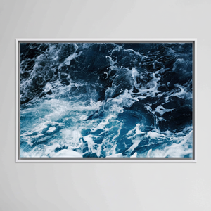 Modern Coastal <b>Canvas</b> Print: Elegant 3D Ocean Wave Wall Art,WHITE <b>FRAMED</b> <b>CANVAS</b> - Product Image 2