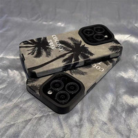 Coque de téléphone tendance motif cocotier pour iPhone 17 Air 16 15 14 13 12 Pro Max, en cuir, antichoc, protection intégrale