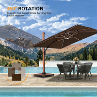 Parasol cantilever moderne commercial avec éclairage LED, parasol en aluminium, protection solaire, mobilier d'extérieur imperméable pour patio