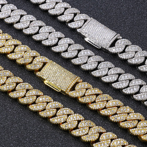 NUOYA 14MM <span class=keywords><strong>Argent</strong></span> Plaqué Cubain Lien <span class=keywords><strong>Bracelet</strong></span> Glacé Diamants Bling Hip Hop Bijoux Cadeau pour Unisexe <span class=keywords><strong>Luxe</strong></span> Miami Cubain Chaîne - Product Image 4