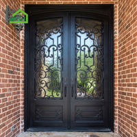 Porte d'entrée principale de maison au design moderne en acier forgé avec panneau latéral – Prix compétitifs