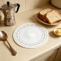 Napperon en papier rond de 6 pouces, à motif floral doré festonné, absorbant l'huile, pour gâteaux et plats occidentaux, sous-plat de table