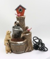 Fontaine de table en résine avec cascade, motif chien et oiseau, mini cascade d'intérieur pour bureau et maison, vente en gros B2B