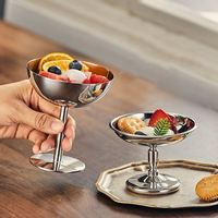 Verre à cocktail, coupe à dessert, bol à glace, verre à vin à pied haut en acier inoxydable 304 réutilisable pour boissons et salades