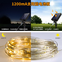 Guirlande lumineuse solaire de Noël à 200 LED, 22 mètres, 8 modes, avec fil de cuivre, pour la décoration de la maison et des pièces