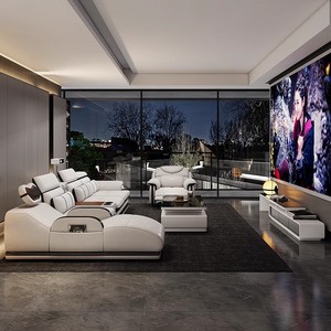 Juego de Sofás en Forma de U de Diseño Moderno, Sofá de Esquina de Tela, Altavoz USB, Masaje, Conjunto Multifuncional Combinado, Muebles de Sala de Estar - Product Image 5