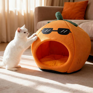 Großhandel niedlichen weichen flauschigen Fruchtform Indoor <span class=keywords><strong>Cat</strong></span> Cave Bett Welpe Haustier Schlaf bett Kissen Haus - Product Image 3