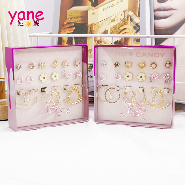 Wholesale Earrings Alloy Diamond With butterfly Flower Earrings Box Jewelry Accessories