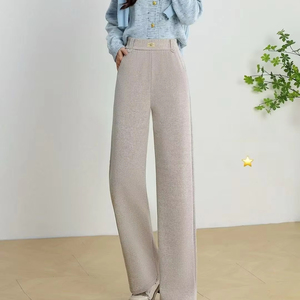 <span class=keywords><strong>Pantaloni</strong></span> invernali larghi larghi a vita alta da donna <span class=keywords><strong>pantaloni</strong></span> larghi Casual a gamba larga <span class=keywords><strong>con</strong></span> decorazione frontale <span class=keywords><strong>con</strong></span> <span class=keywords><strong>bottoni</strong></span> - Product Image 1